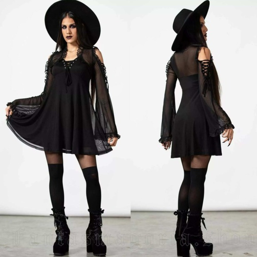 killstar haunted maiden mini mesh lace dress